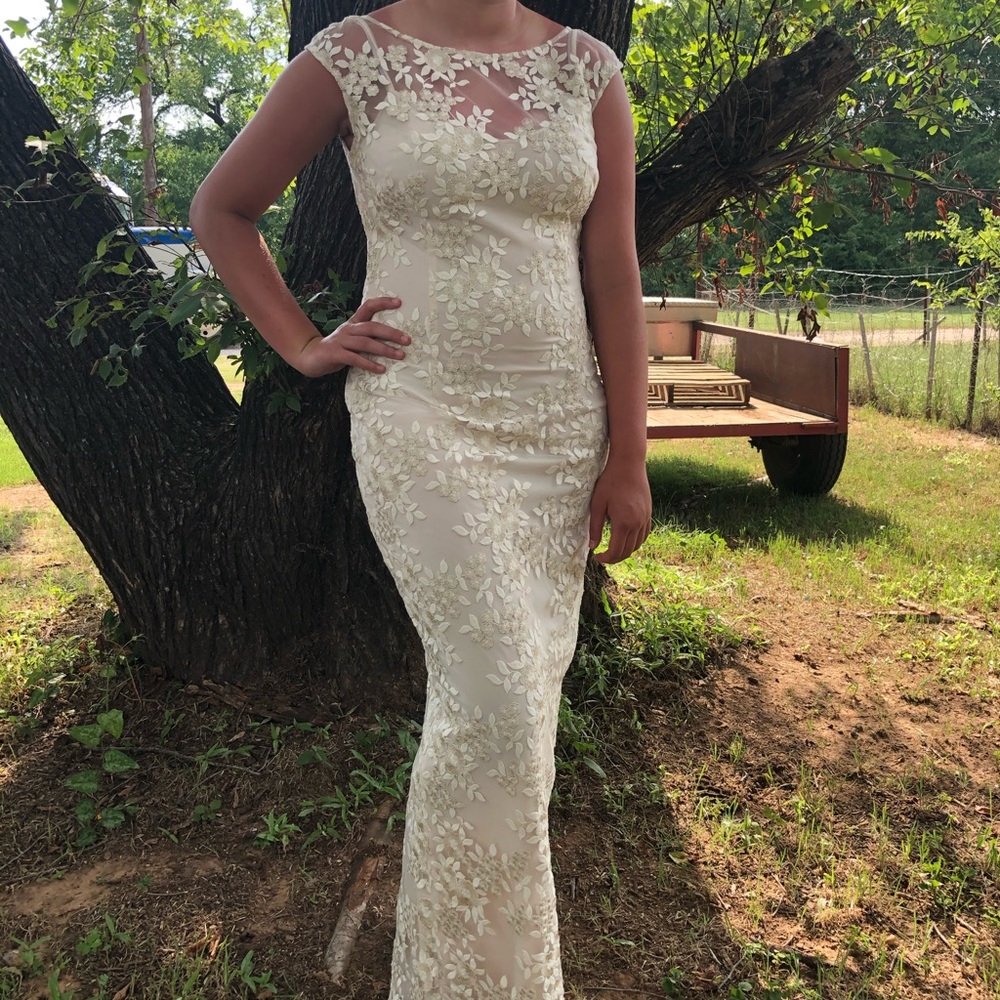 Cream/Champagne Dress. Size 10. Ralph Lauren.